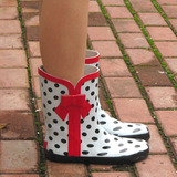 特价新款韩国时尚女式中筒雨鞋黑白点蝴蝶结可爱雨靴橡胶水鞋套鞋