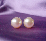 超大亮无瑕10-11-12-13-14mm白粉紫天然珍珠 珍珠耳钉925纯银包邮
