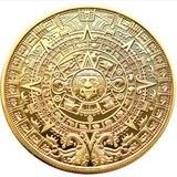 包邮玛雅日晷 金字塔  阿茲特克 外国美洲镀金纪念章、币 送圆盒