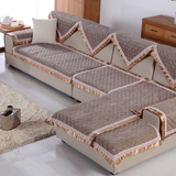 欧式纯色亚麻真皮沙发垫坐垫四季通用加厚防滑布艺沙发巾套罩定做