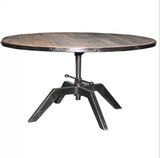 美式铁艺咖啡桌椅组合休闲阳台可升降茶几复古全实木小圆桌吧台桌