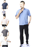 （便宜）男装短袖白衬衫 纯黑色天蓝色纯白色衬衣 男士职业工作服