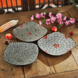 日式和风陶瓷釉下彩景德镇陶瓷餐具方盘子圆盘平盘凉菜盘饭盘
