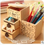 韩国木质铅笔盒 韩版可爱男文具盒 大容量女简约木制学生创意笔袋