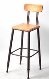 美式乡村原木铁艺餐椅LOFT后工业酒吧椅休闲椅 现代咖啡背靠椅子