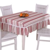 包邮 红色条纹 餐桌布茶几布椅垫 桌布布艺餐桌椅套 圆桌台布定做