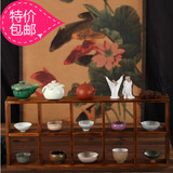 zakka壁挂置物架做旧实木双层10格茶具展示柜一字板桌面收纳架盒