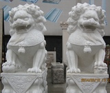上海大理石开光镇宅石狮子一对看门石狮子摆件石狮子汉白玉