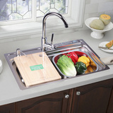 304不锈钢水槽单槽水池厨房洗菜盆套餐带刀架洗菜池水盆新款特价