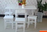 包邮实木折叠餐桌餐桌椅组合松木一桌四凳餐桌折叠式餐桌简约家具