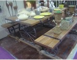 美式乡村实木家具 铁艺做旧桌椅 餐桌餐椅 咖啡桌椅 复古酒吧椅