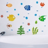 可移除贴纸 墙贴画 海底鱼吐泡泡 卫生间浴室墙贴儿童卧室不伤墙