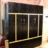 美式家具外贸原单 黑色鳄鱼皮衣柜  整体衣柜 法式衣柜 简易衣柜