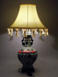 青花陶瓷台灯景德镇花瓶彩花瓷瓶中欧式木艺现代室内卧室灯饰灯具