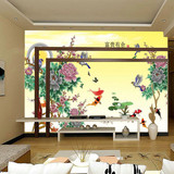 中式高清福字牡丹3D大型壁画电视背景影视墙壁纸墙纸客厅沙发无缝