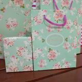 田园牡丹花糖盒/糖袋 手工皂礼品纸盒浅绿色 中国风糖果包装盒子
