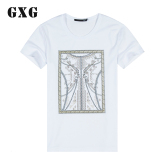 特惠GXG短袖t恤男 夏季男士时尚休闲白色圆领短袖t恤 42244315