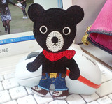XK 1日本原单定制，MIKI HOUSE同款DB黑熊布贴 帅气领结熊
