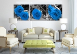 现代客厅纳米玻璃冰晶装饰画沙发背景墙水晶无框画挂画壁画蓝玫瑰