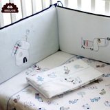 韩国婴儿床上用品套件纯棉床围宝宝儿童床品天鹅绒防撞床帏春夏
