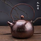 三多九如紫铜烧水壶纯铜茶壶纯手工煮水壶古拙加厚煮茶壶日本铜壶