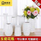 花瓶白色陶瓷水晶玻璃花瓶家居饰品摆件创意工艺品富贵竹插花器