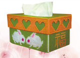 三心兔子十字绣立体绣抽纸盒汽车纸抽盒毛线绣套件材料包纸巾盒