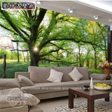 无缝树林3D立体墙纸客厅卧室沙发背景壁纸无纺布自然风景大型壁画