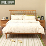 原始原素日式纯实木床1.8米白橡木床1.5双人床1.2单人床环保家具