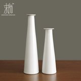 求饰 芙柴密 现代简约细口白色陶瓷花瓶摆件装饰中式客厅茶几餐桌