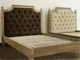 现货美式乡村1.8双人床 原木做旧法式实木床欧式布艺全实木床家具