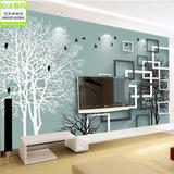 3D立体抽象树林飞鸟背景墙纸客厅沙发大型壁画无缝无纺布壁纸