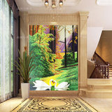 天鹅湖 艺术玻璃马赛克剪画客厅玄关拼图背景墙瓷砖墙贴欧式油画