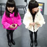 女童2015冬装新款加厚外套韩版宝宝儿童仿皮草连帽上衣毛绒棉衣潮