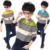 童装儿童毛衣男童2015秋装针织衫中大童打底衫薄套头男孩条纹T恤