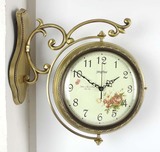 欧式纯铜超大号静音双面挂钟现代客厅创意石英钟表 仿古镇宅时钟