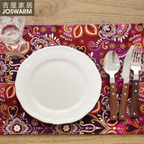 精品布艺餐垫美式乡村帆布西餐桌垫 餐桌垫隔热垫 紫色黄色 花漾