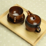 长方形实木托盘 茶水杯茶具咖啡木质托盘 中小号木质长方形餐盘垫