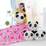 熊猫卡通空调被抱枕被子两用办公午睡毯三合一车用靠垫女生日礼物
