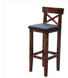 实木高脚椅子酒吧椅皮椅碳化椅咖啡厅餐厅桌椅餐厅高桌椅高脚凳