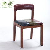 铁艺仿实木软包餐椅咖啡厅餐厅金属椅子复古PU皮坐垫休闲靠背椅子