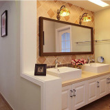 欧美式实木浴室镜 卫生间防雾壁挂镜 挂墙定制防水洗漱化妆镜