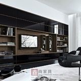 烤漆电视柜现代简约组合背景墙 电视机墙置物架 客厅厅柜成套定制