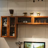 现代中式乌金木色实木挂柜 吊柜实木壁柜厅柜组合挂墙柜特价