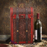 红酒包装盒葡萄酒礼盒红酒双支装仿古盒洋酒两只装酒盒子批发皮盒