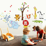 可移除墙贴纸墙纸贴画 动物乐园 儿童房幼儿园装饰卡通温馨卧室