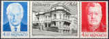 摩纳哥 1987年集邮局50年 创始人和建筑邮票 3全新 目录价8.5美元