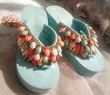 2016夏季新款糖果色人字拖 坡跟厚底旅游度假防滑沙滩女拖鞋包邮