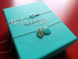 Tiffany双心迷你925银项链 蓝色/粉色 珐琅 香港专柜代购