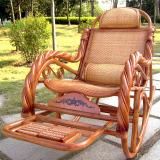新款印尼藤椅子/双枕扭真藤摇椅老人躺椅/室内休闲睡椅沙发逍遥椅